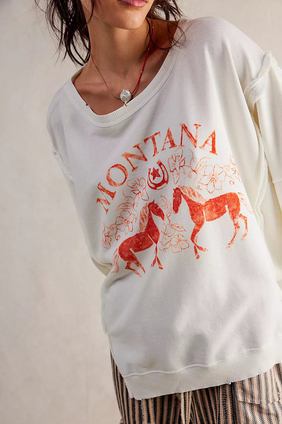Free People We The Free Graphic Camden Pullover - COCONUT COMBO MONTANA Hooded Pullover Sweater Free People We The Free Graphic Camden Pullover - COCONUT COMBO MONTANA Hooded Pullover Sweater