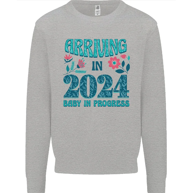 Arriving 2024 New Baby Pregnancy Pregnant Mens Sweatshirt Jumper Hoodie with Slim Fit Tailored Modern Arriving 2024 New Baby Pregnancy Pregnant Mens Sweatshirt Jumper Hoodie with Slim Fit Tailored Modern