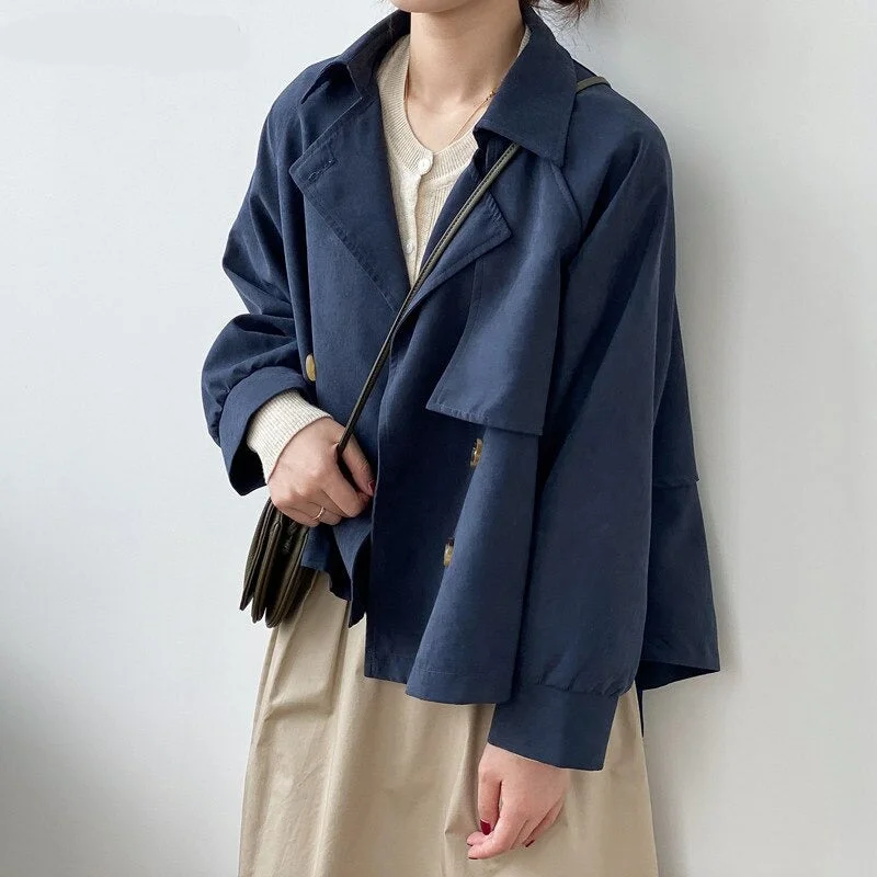 Wjczt Autumn Fashion Chic Ladies Double Breasted Windbreaker Jacket Vintage Full Sleeve Loose Female Short Trench Coats 2021 Rayon Fabric Velvet Fabric Corduroy Fabric Wjczt Autumn Fashion Chic Ladies Double Breasted Windbreaker Jacket Vintage Full Sleeve Loose Female Short Trench Coats 2021 Rayon Fabric Velvet Fabric Corduroy Fabric