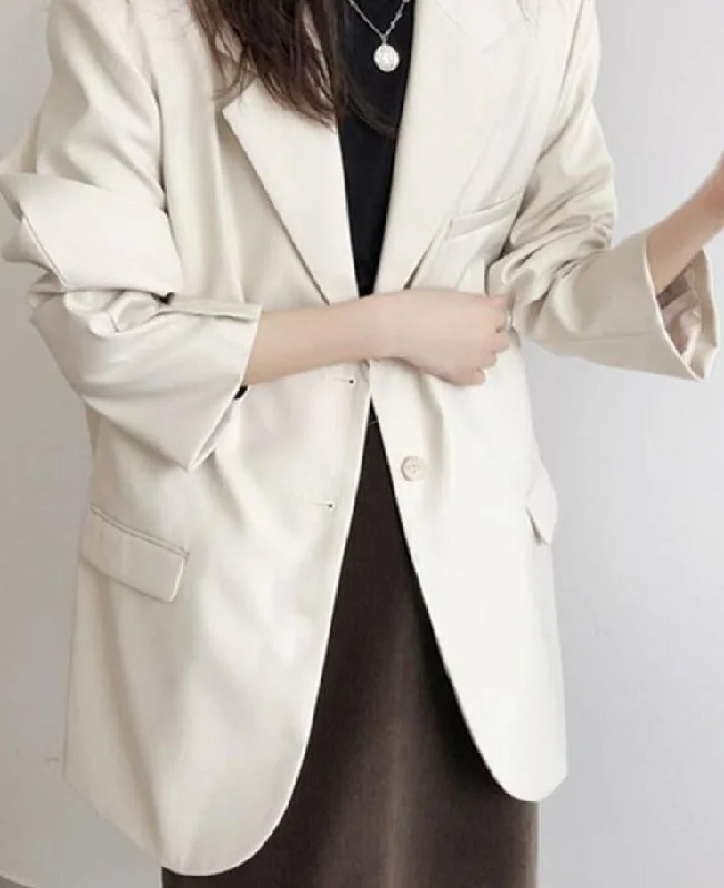 Wjczt Spring and Autumn Female Commuter Leisure Blended White Suit Jacket Korean English Business OL Office Lady Coat Blazer Zippered Front Buttoned Front Snap Front Wjczt Spring and Autumn Female Commuter Leisure Blended White Suit Jacket Korean English Business OL Office Lady Coat Blazer Zippered Front Buttoned Front Snap Front