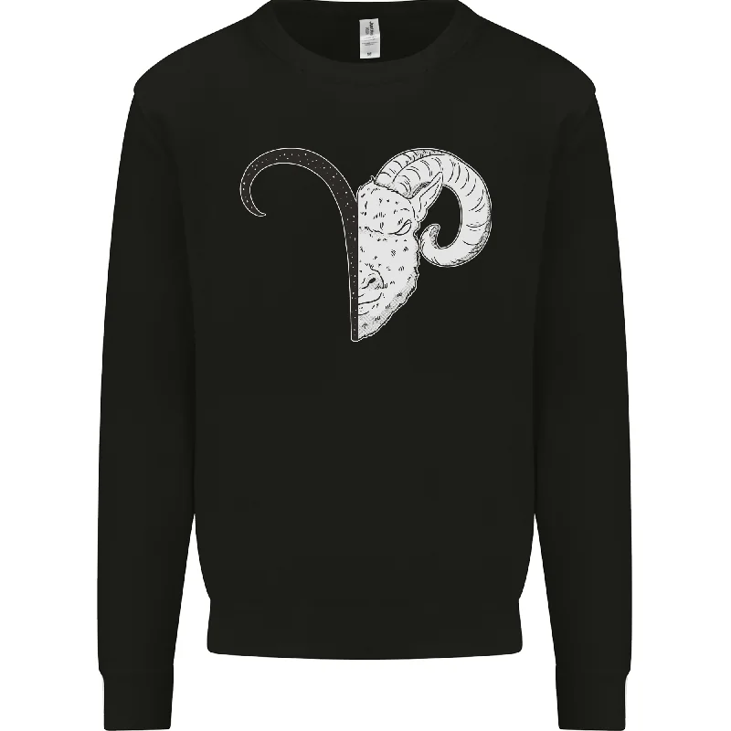 Aries Goat Head Star Sign Mens Sweatshirt Jumper Hoodie with Hood Adjustable Protection Aries Goat Head Star Sign Mens Sweatshirt Jumper Hoodie with Hood Adjustable Protection