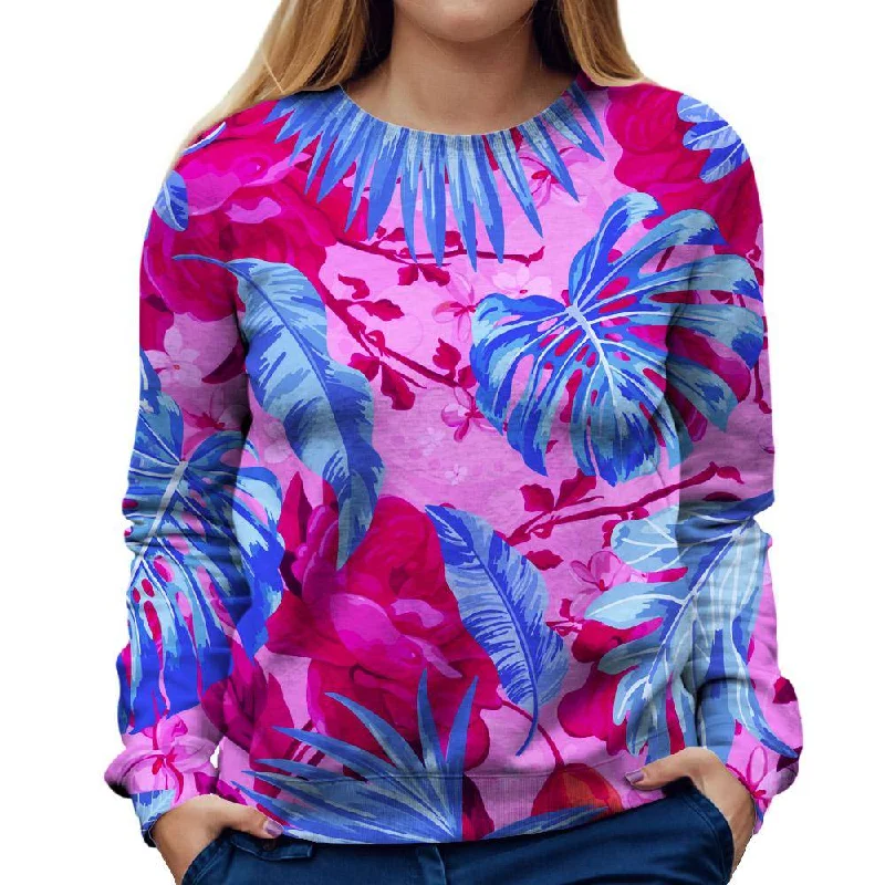 Summer Blues Womens Sweatshirt Hoodie with Exposed Zipper Edgy Industrial