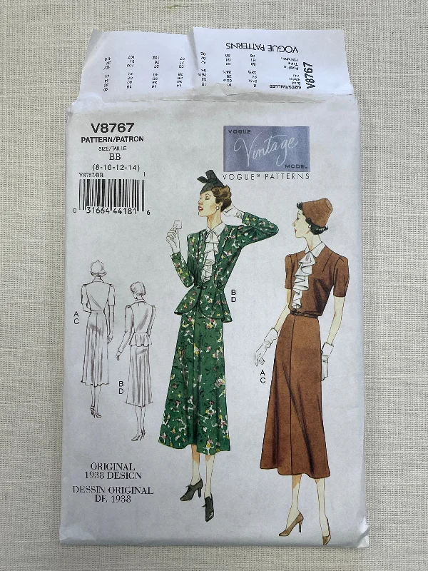 SALE 1938 Reproduction Vogue 8767 Pattern - Dress, Jacket and Belt FACTORY FOLDED Wool Fabric Cashmere Fabric Tweed Fabric SALE 1938 Reproduction Vogue 8767 Pattern - Dress, Jacket and Belt FACTORY FOLDED Wool Fabric Cashmere Fabric Tweed Fabric