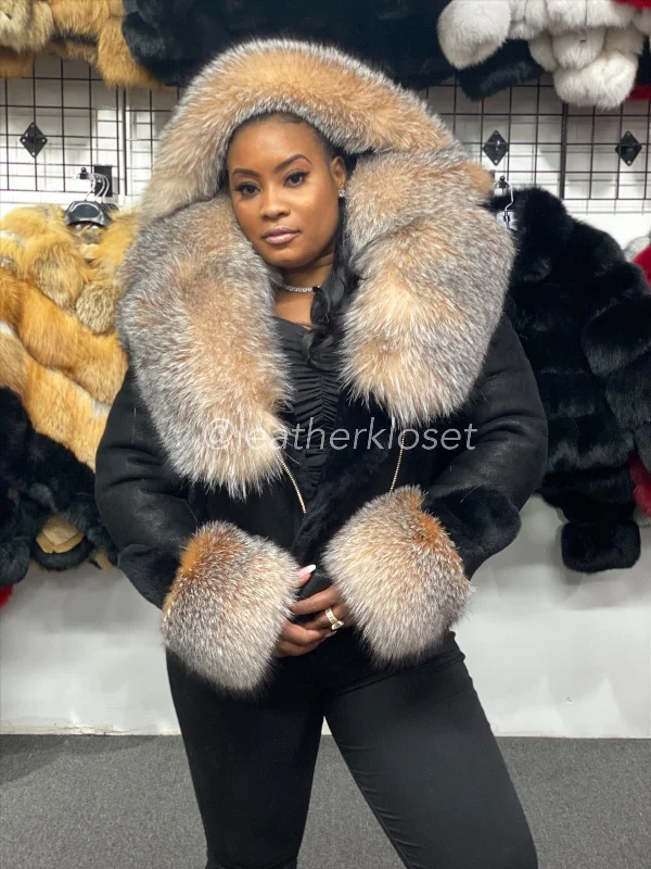 Women's Sheepskin Biker Jacket With Full Fox Mesh Jacket Canvas Jacket Denim Jacket Women's Sheepskin Biker Jacket With Full Fox Mesh Jacket Canvas Jacket Denim Jacket