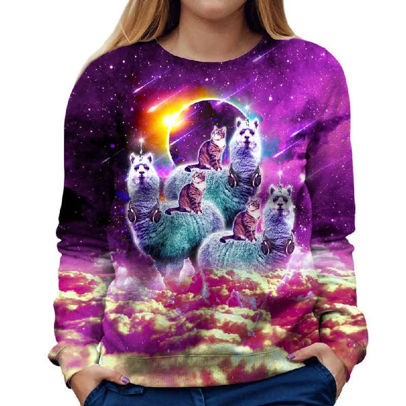 Llamacorn Cat Womens Sweatshirt Hoodie with Crew Neck Simple Timeless