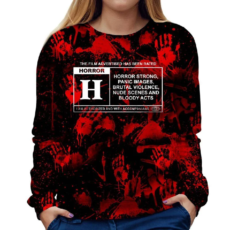 Horror Film Classification Womens Sweatshirt Hoodie with Half-Zip Sporty Casual