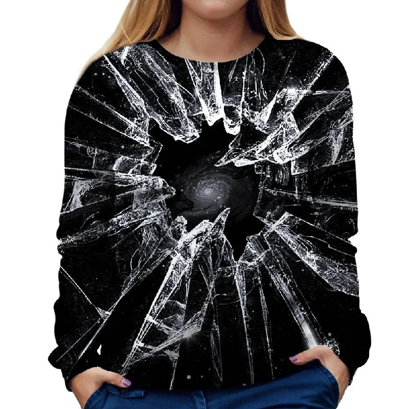 Broken Womens Sweatshirt Hoodie with Double Zipper Versatile Adjustable