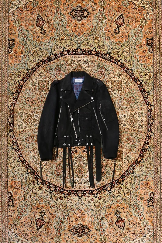 SUGARHILL NIBE-LEATHER MOTO DOUBLE JACKET (BLACK) Fleece Jacket Down Jacket Feather Jacket SUGARHILL NIBE-LEATHER MOTO DOUBLE JACKET (BLACK) Fleece Jacket Down Jacket Feather Jacket