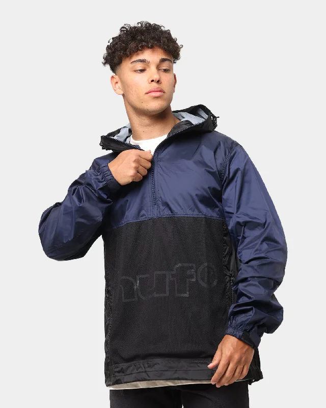 HUF Wireframe Anorak Jacket Navy Hooded Jacket Caped Jacket Shawl Collar Jacket