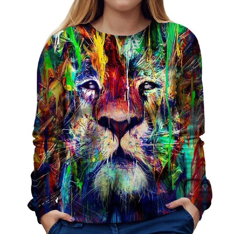 Lion Lines Womens Sweatshirt Hoodie with Button Classic Timeless