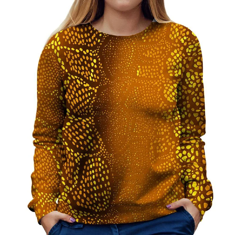 Many Dots Orange Womens Sweatshirt Hoodie with Double Zipper Versatile Adjustable
