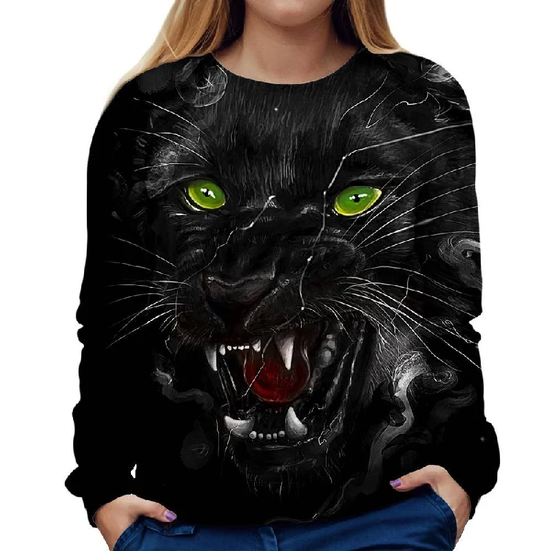 Panther Womens Sweatshirt Hoodie with Illustration Artistic Creative