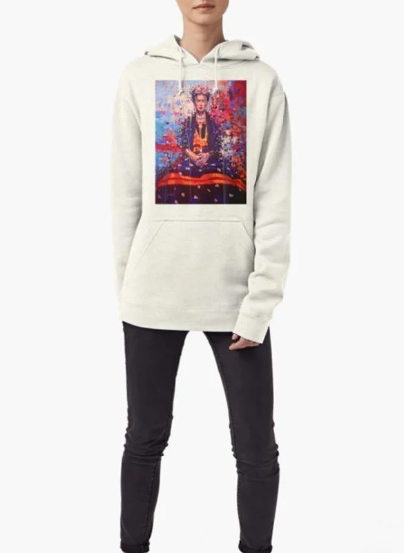 Frida-Vogue WOMEN HOODIE GRAY Hoodie with Batwing Sleeves Loose Dramatic