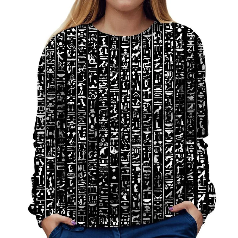 Hieroglyphics Womens Sweatshirt Hoodie with Pattern Geometric Abstract