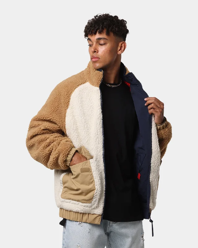 Tommy Jeans Reversible Sherpa Jacket Classic Khaki Denim Fabric Leather Fabric Suede Fabric Tommy Jeans Reversible Sherpa Jacket Classic Khaki Denim Fabric Leather Fabric Suede Fabric