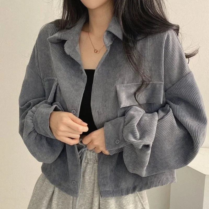 Wjczt Corduroy Shirt for Woman Elegant Chic Woman Shirt Double Pocket Shirt Coat Autumn and Winter New Casual Jacket Korean Elasticated Jacket Padded Jacket Insulated Jacket Wjczt Corduroy Shirt for Woman Elegant Chic Woman Shirt Double Pocket Shirt Coat Autumn and Winter New Casual Jacket Korean Elasticated Jacket Padded Jacket Insulated Jacket