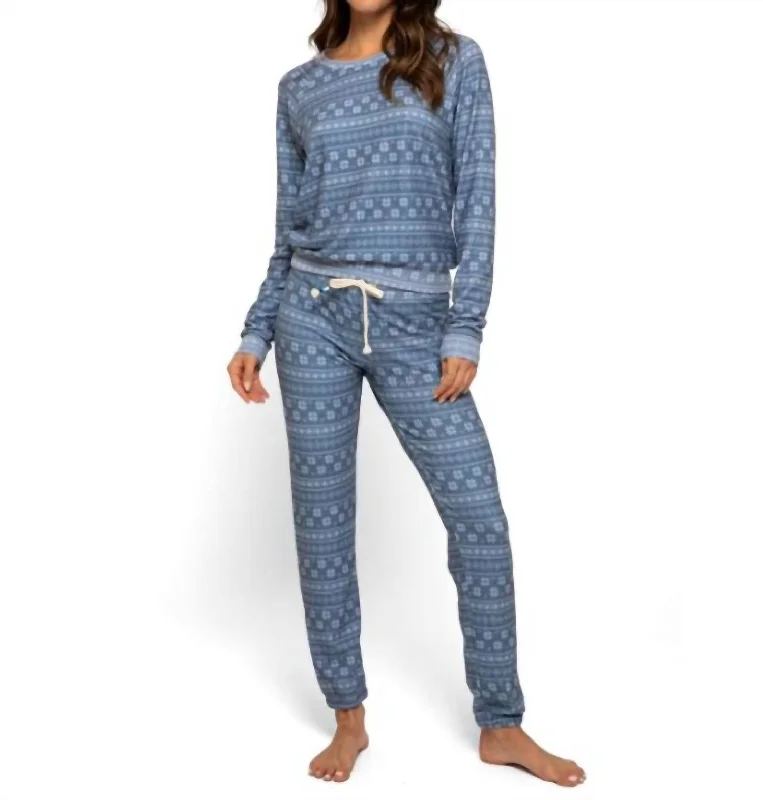 Fair Isle Hacci Pullover In Indigo Halter Neck Top