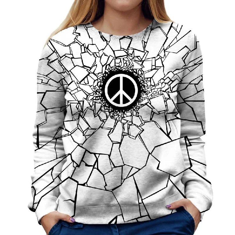 Peacebreaker White Womens Sweatshirt Hoodie with Strings Custom Fit Adjustable