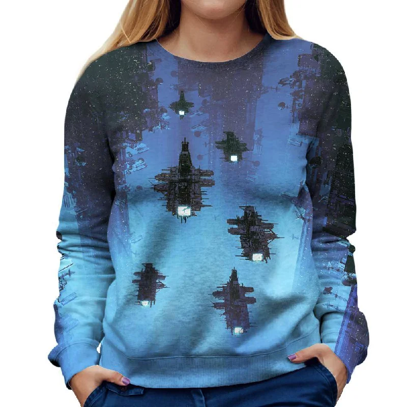 The  Voyage Womens Sweatshirt Hoodie with Bell Sleeves Flared Feminine