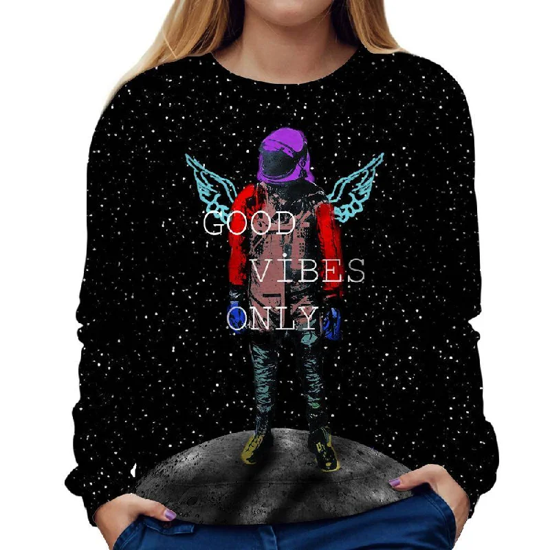 Good Vibes Only Womens Sweatshirt Hoodie with Set-In Sleeves Structured Classic