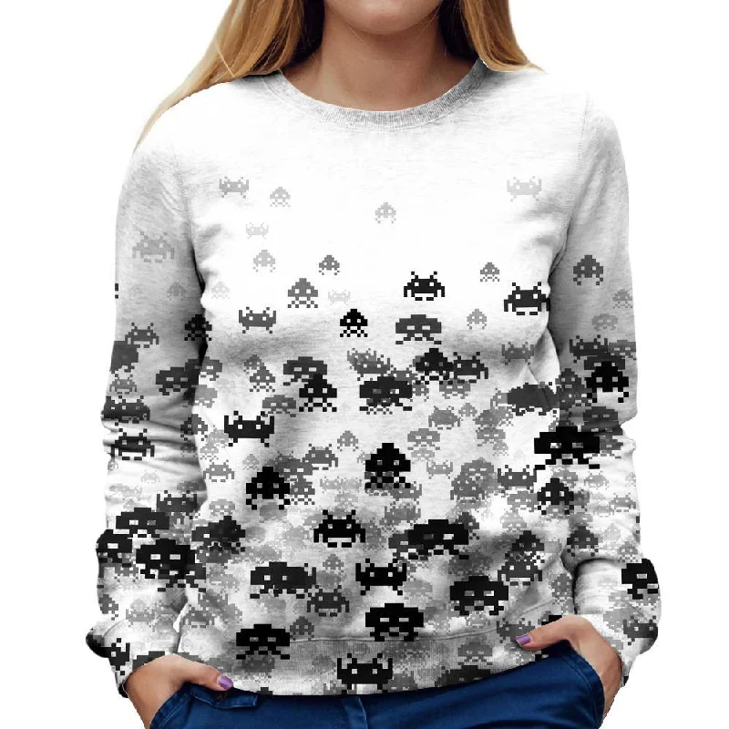 Invaded White Womens Sweatshirt Hoodie Jacket Zipper Layering