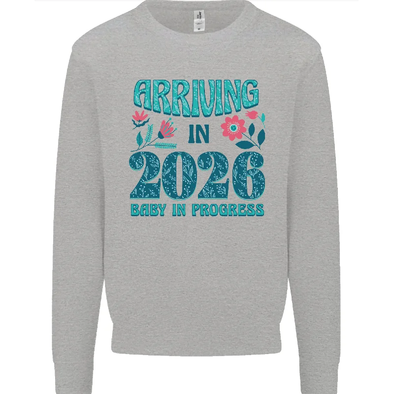 Arriving 2026 New Baby Pregnancy Pregnant Mens Sweatshirt Jumper Hoodie with Button Placket Classic Preppy