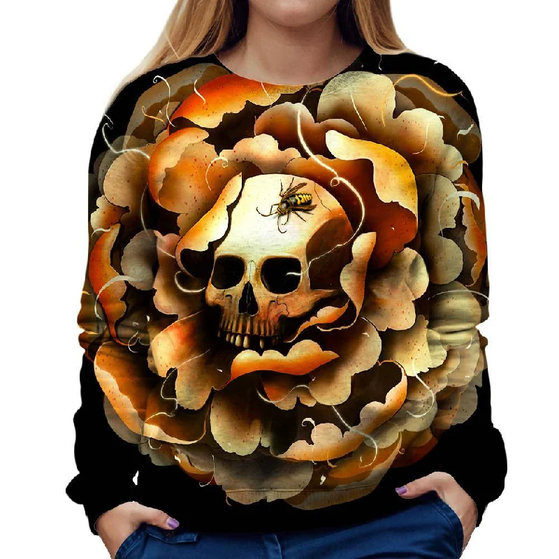 Death Bloom Womens Sweatshirt Hoodie with Drawstring Waist Adjustable Fitted
