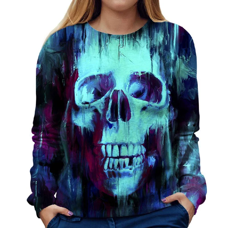 Painted Skull Womens Sweatshirt Hoodie with Gradient Ombre Colorful