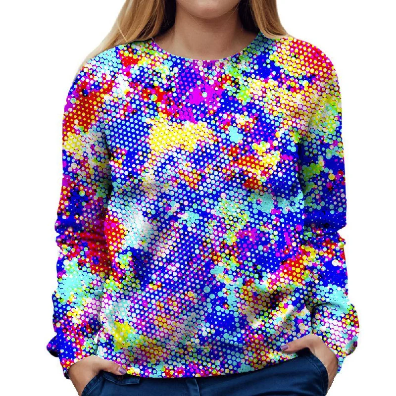 Blue Gush Womens Sweatshirt Hoodie with Tied Waist Feminine Flattering