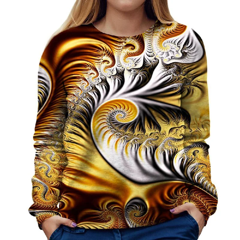 Yellow Fractal Womens Sweatshirt Hoodie with Neon Bright Vibrant