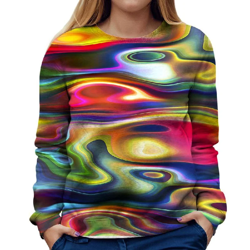 Swirly Womens Sweatshirt Hoodie with Stripes Bold Sporty