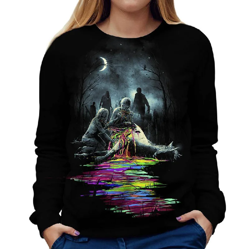 Midnight Snack Womens Sweatshirt Hoodie with Stripes Bold Sporty