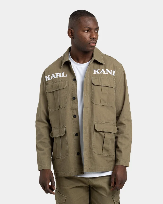 Karl Kani Retro Utility Shirt Jacket Dark Green Trench Coat Raincoat Waterproof Jacket Karl Kani Retro Utility Shirt Jacket Dark Green Trench Coat Raincoat Waterproof Jacket
