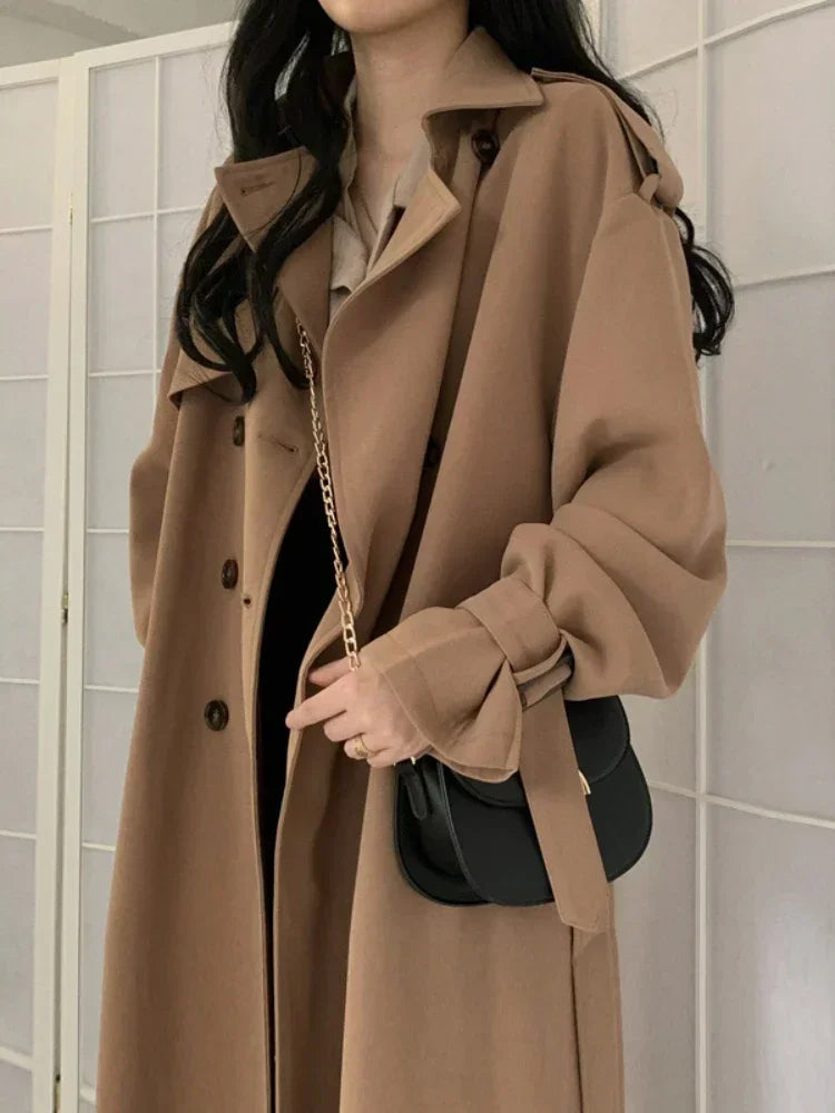 Wjczt Autumn Long Coats Woman Winter 2023 Tops Solid Lapel Double-breasted Oversized Windbreaker Jacket Trench Coat for Women Clothes A-Line Jacket Boat Neck Shawl Collar Wjczt Autumn Long Coats Woman Winter 2023 Tops Solid Lapel Double-breasted Oversized Windbreaker Jacket Trench Coat for Women Clothes A-Line Jacket Boat Neck Shawl Collar