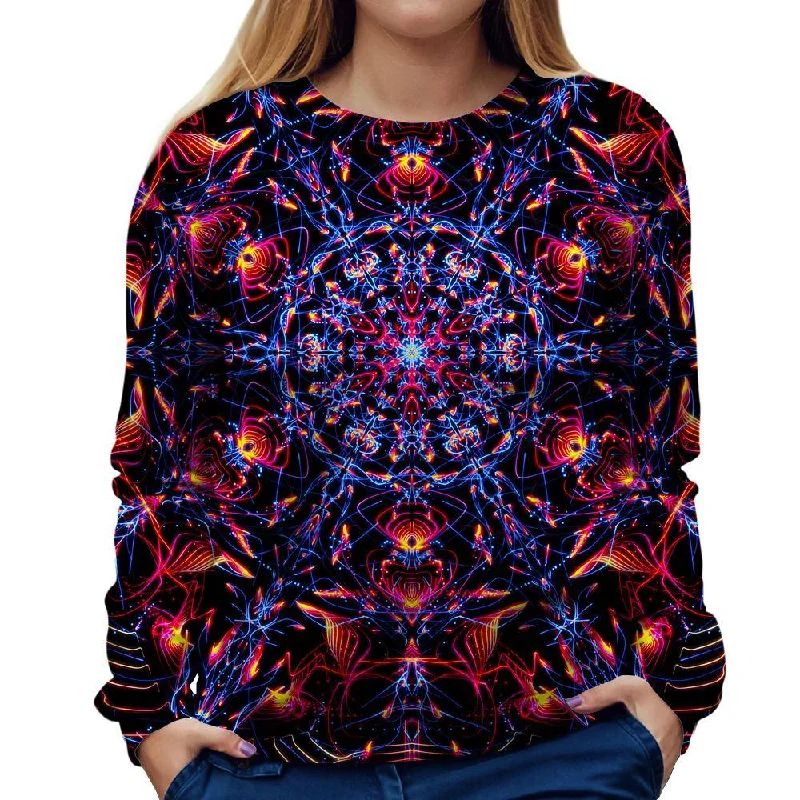 Abstract Design Red Womens Sweatshirt Hoodie with Tie-Dye Psychedelic Retro