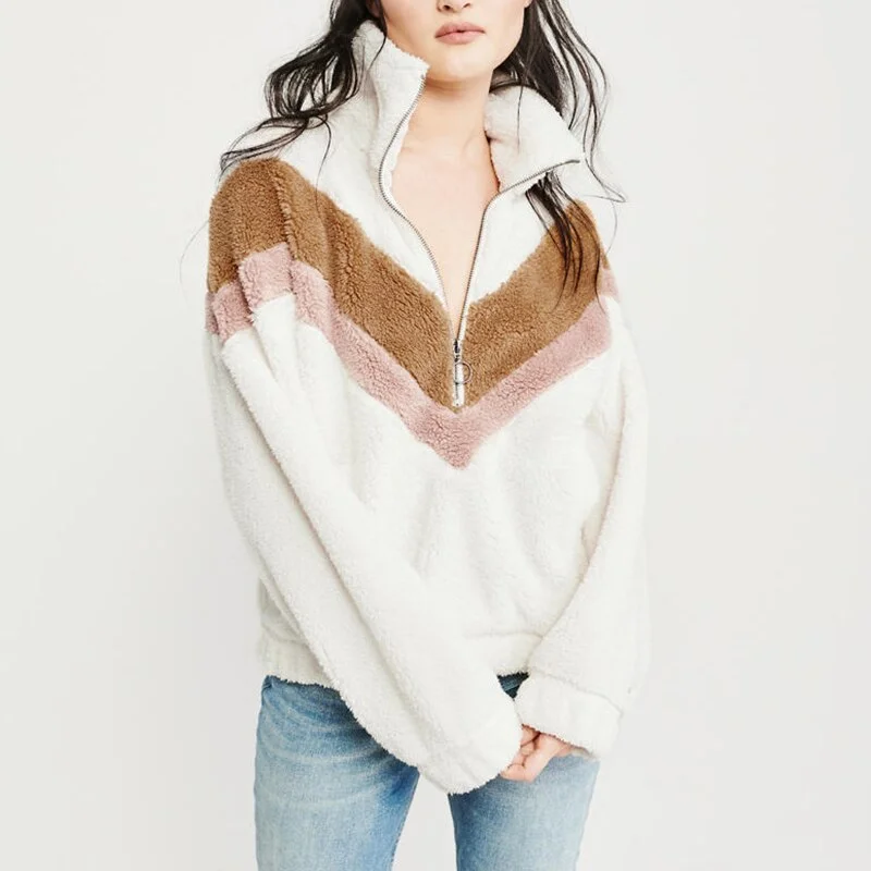 Warm Hoodies For Women Winter Patchwork Hoodie with Metallic Shiny Futuristic