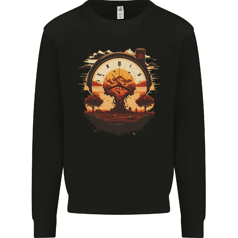 Apocalyptic Time Bomb Climate Change Gothic Mens Sweatshirt Jumper Hoodie with Hem Frayed Vintage Worn