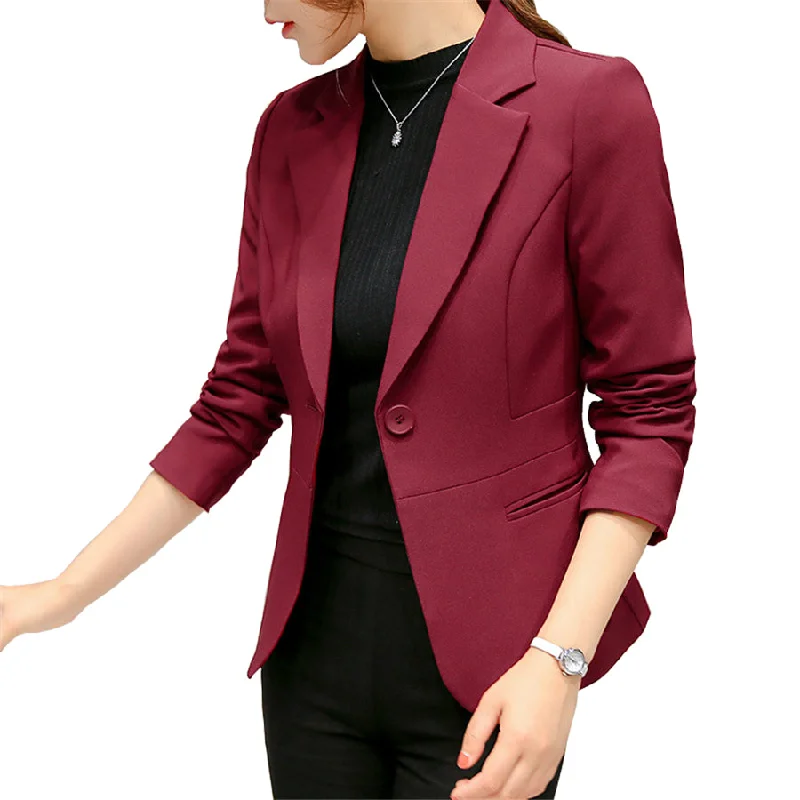 Wjczt Women's Blazer 2022 Red Long Sleeve Blazers Pockets Jackets Coat Slim Office Lady Jacket Female Tops Suit Blazer Femme Jackets Elasticated Jacket Padded Jacket Insulated Jacket Wjczt Women's Blazer 2022 Red Long Sleeve Blazers Pockets Jackets Coat Slim Office Lady Jacket Female Tops Suit Blazer Femme Jackets Elasticated Jacket Padded Jacket Insulated Jacket