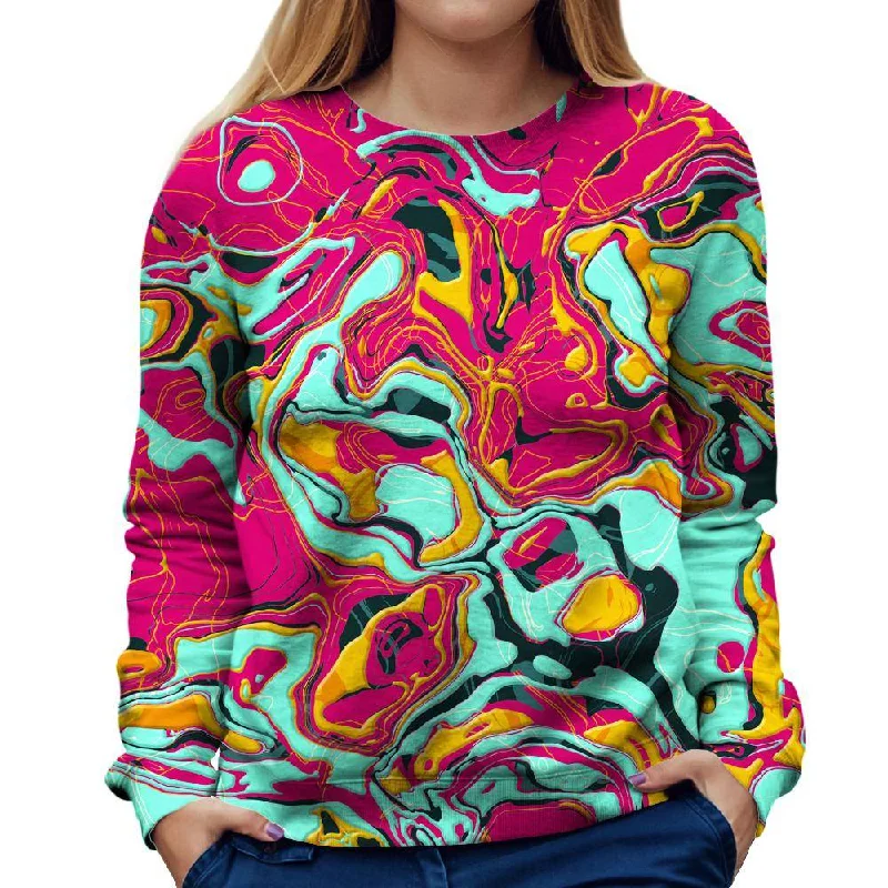 Teal Liquid Womens Sweatshirt Hoodie with Gradient Ombre Colorful