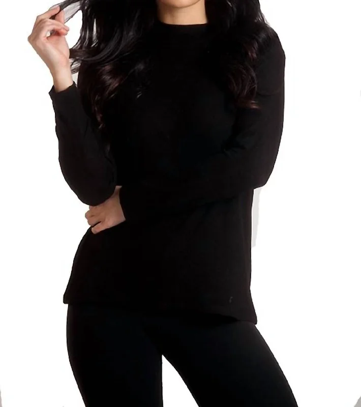 Supersoft Mock Neck Pullover In Black Ruffle Neck Pullover