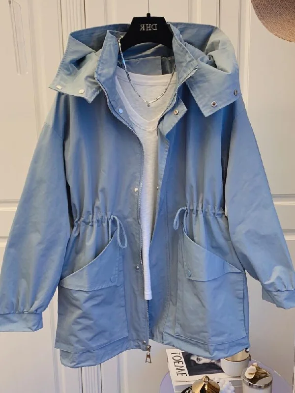 Wjczt Autumn New Hooded Windbreaker Women's Embroidery Casual Medium Length Jacket Jacket Loose Sports Top Coat Women Clothes Jackets Knit Fabric Woven Fabric Fleece Fabric Wjczt Autumn New Hooded Windbreaker Women's Embroidery Casual Medium Length Jacket Jacket Loose Sports Top Coat Women Clothes Jackets Knit Fabric Woven Fabric Fleece Fabric