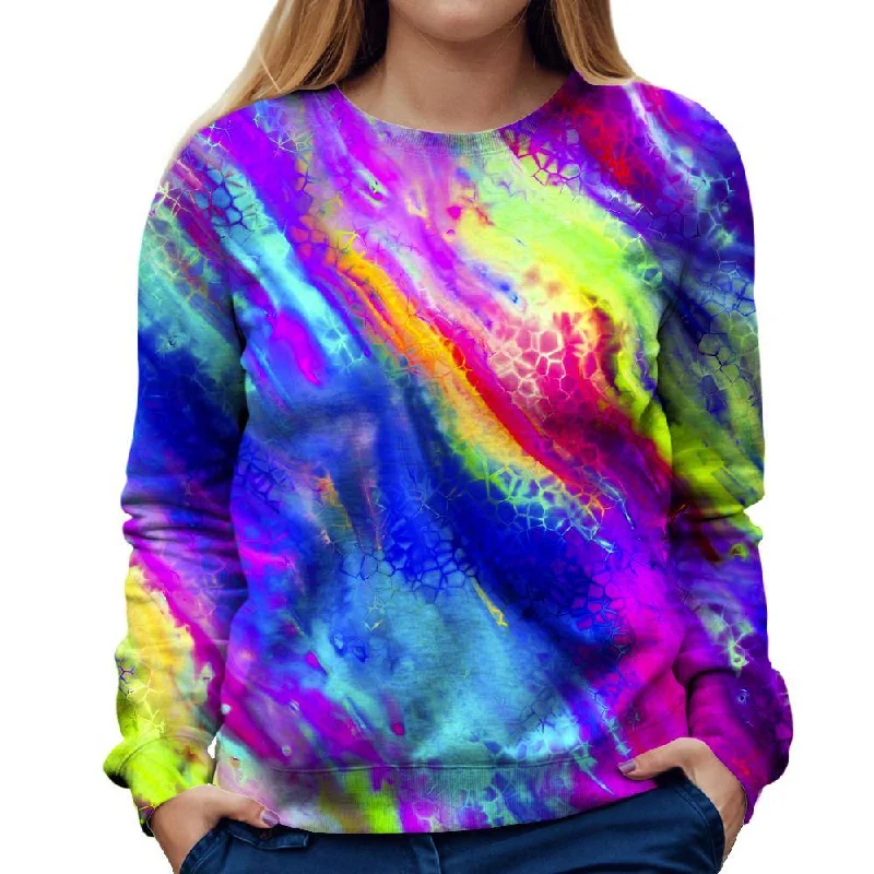 Colored Cracks Womens Sweatshirt Hoodie with Raglan Sleeves Sporty Comfortable