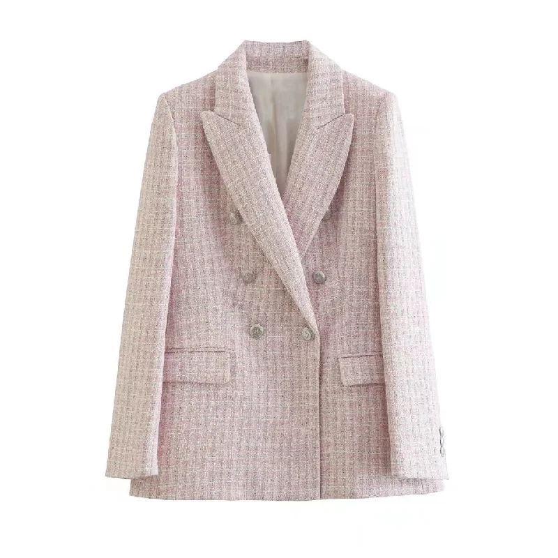 Wjczt Fashion Women Textured Double Breasted Blazer Lapel Long Sleeve Jacket Coat Female Autumn Casual Suit Tops CD8653 Chenille Fabric Brocade Fabric Lace Fabric Wjczt Fashion Women Textured Double Breasted Blazer Lapel Long Sleeve Jacket Coat Female Autumn Casual Suit Tops CD8653 Chenille Fabric Brocade Fabric Lace Fabric