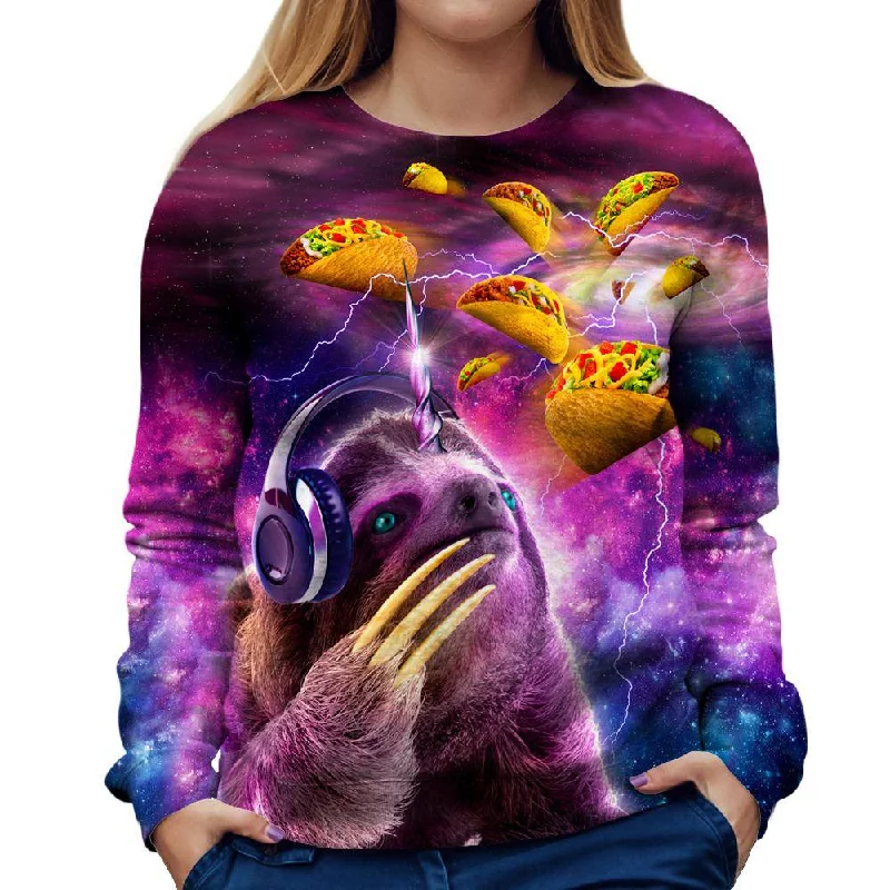 Unicorn Sloth Womens Sweatshirt Hoodie with Embroidery Detailed Premium