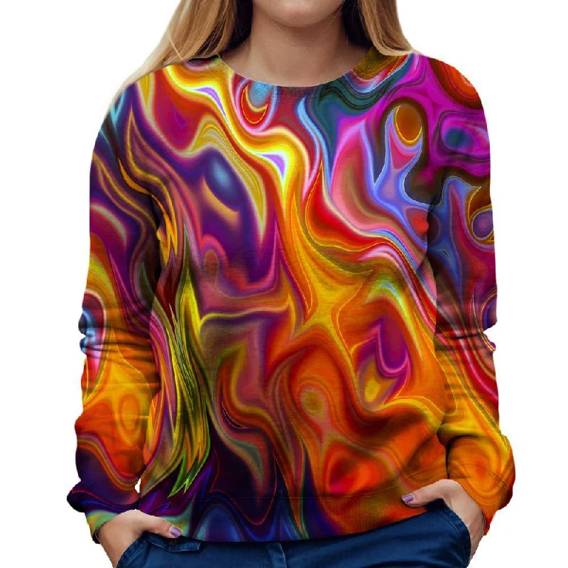 Psychedelic Flow Womens Sweatshirt Cotton Hoodie Fleece Lining Warmth