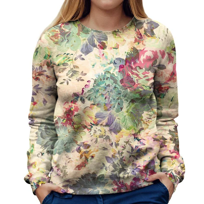 Flower Abstraction Womens Sweatshirt Hoodie with Hidden Zipper Minimalist Clean