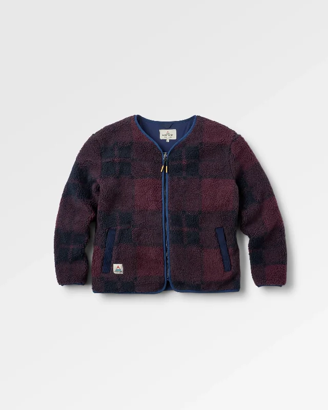 Tawny Recycled Deep-Pile Sherpa Jacket - Deep Plum/Deep Navy Check Cotton Fabric Linen Fabric Terry Fabric Tawny Recycled Deep-Pile Sherpa Jacket - Deep Plum/Deep Navy Check Cotton Fabric Linen Fabric Terry Fabric