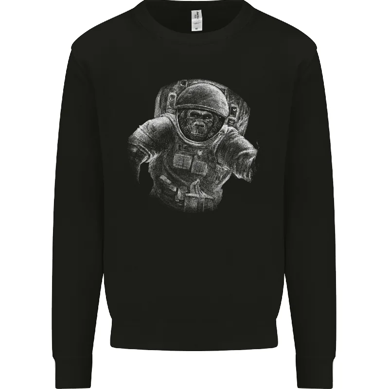 Ape Astronaut Spaceman Gorilla Mens Sweatshirt Jumper Hoodie with Puffed Sleeves Voluminous Trendy
