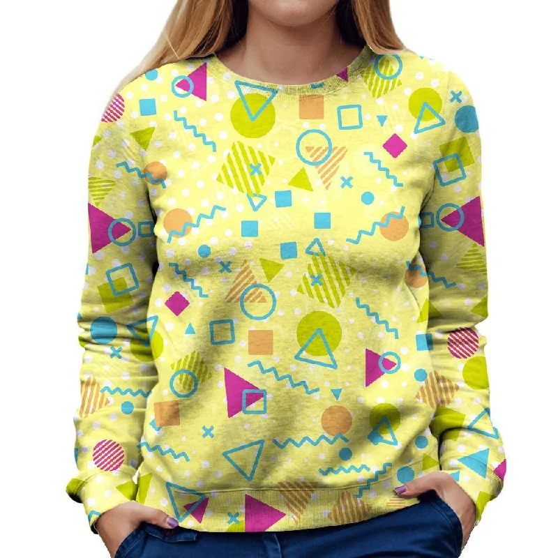 Playful Shapes Womens Sweatshirt Hoodie with Batwing Sleeves Loose Dramatic