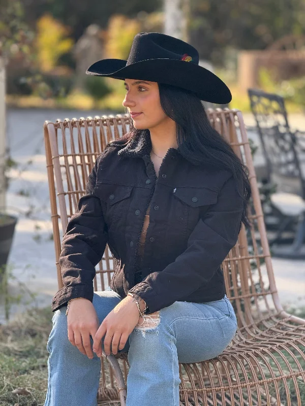 LEVI'S ORIGINAL SHERPA TRUCKER BLACK JACKET LADIES Stand-Up Collar Roll-Neck Collar Turtle Neck LEVI'S ORIGINAL SHERPA TRUCKER BLACK JACKET LADIES Stand-Up Collar Roll-Neck Collar Turtle Neck